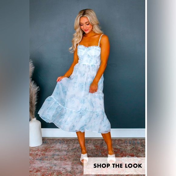 Wild Oak Boutique- Layla Floral Dress Blue Sky - Picture 1 of 1